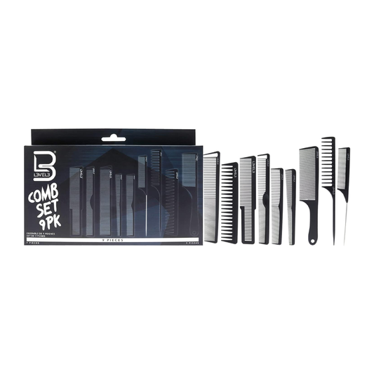 Level 3 - Carbon Comb Set - Professional Salon and Barbershop Quality - Barbers and Hair Stylist